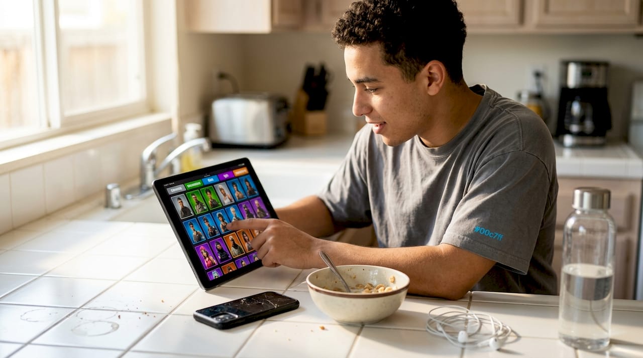 Browsing Fortnite skin rarity tiers on tablet