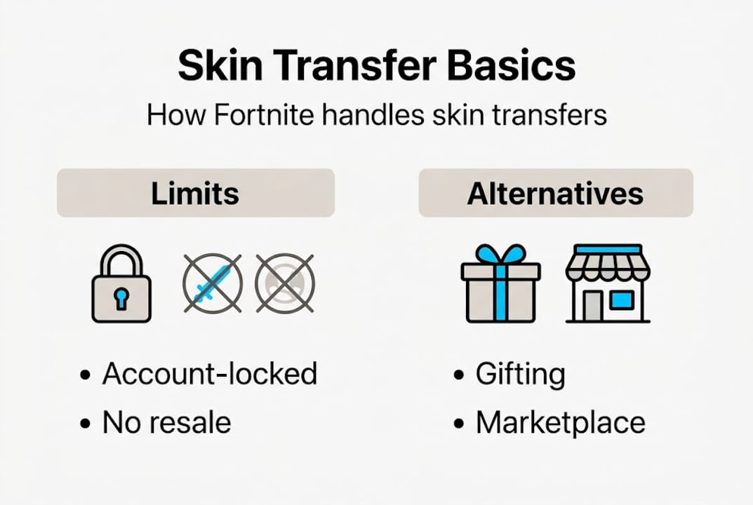 Infographic of Fortnite skin transfer basics