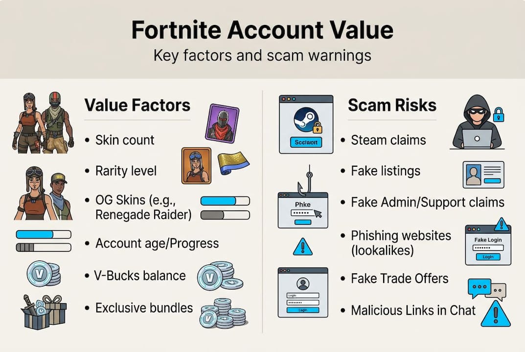 Infographic Fortnite value and scam risks