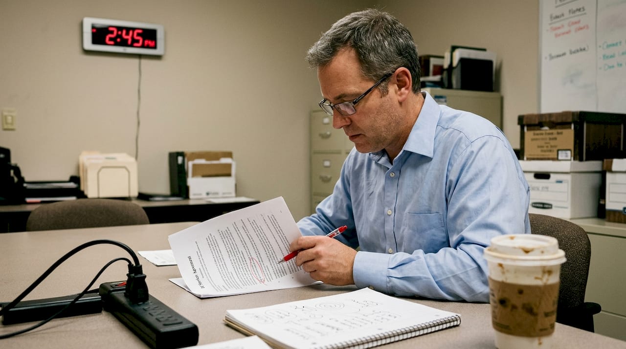 Coordinator marking DJ contract in back office