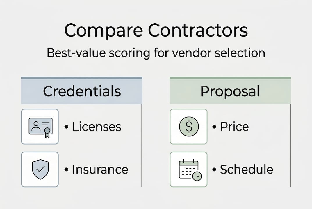Infographic on contractor comparison criteria