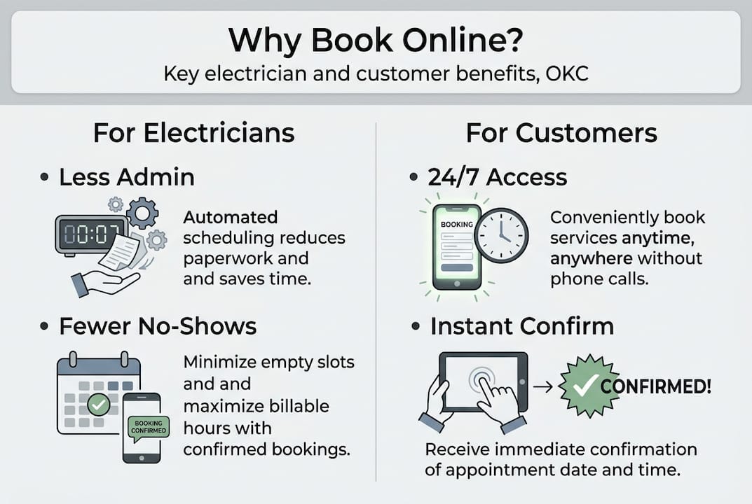 Infographic of OKC electrician online booking benefits