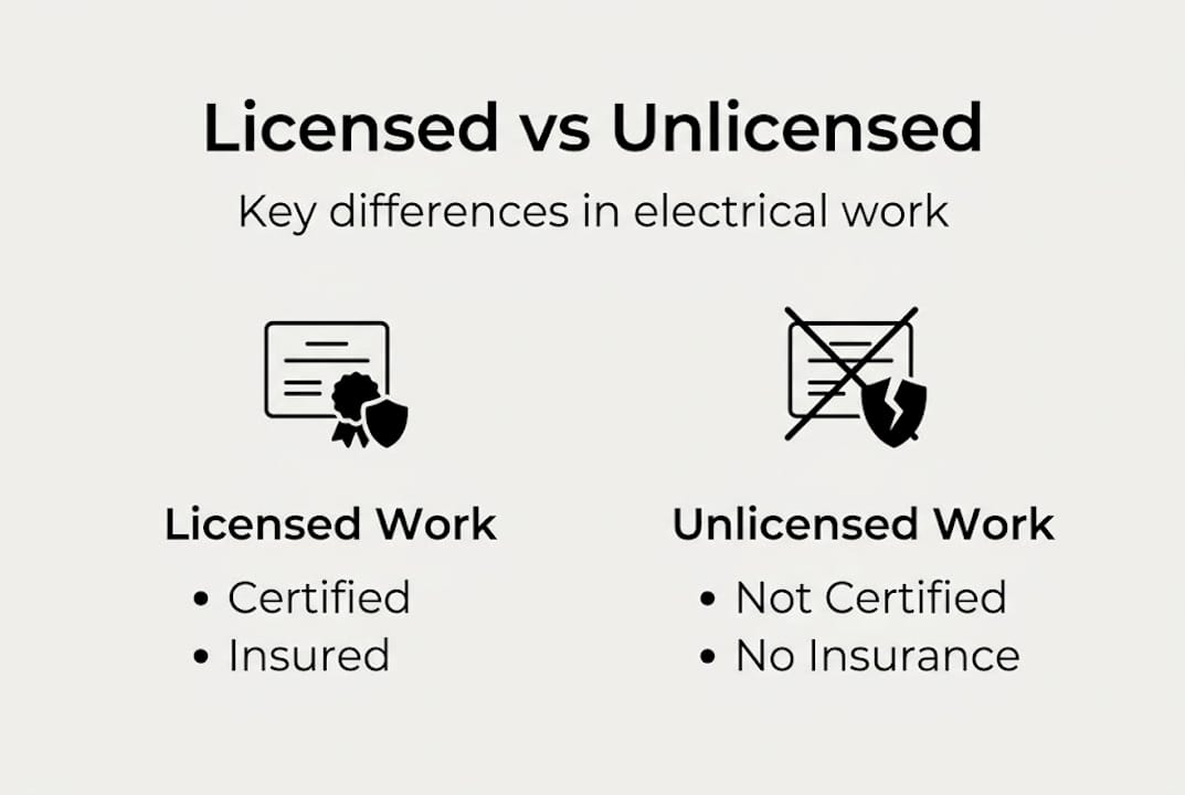 Infographic comparing licensed and unlicensed electricians