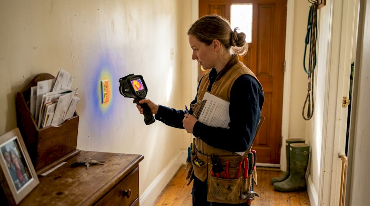 Electrical thermal check in hallway with camera