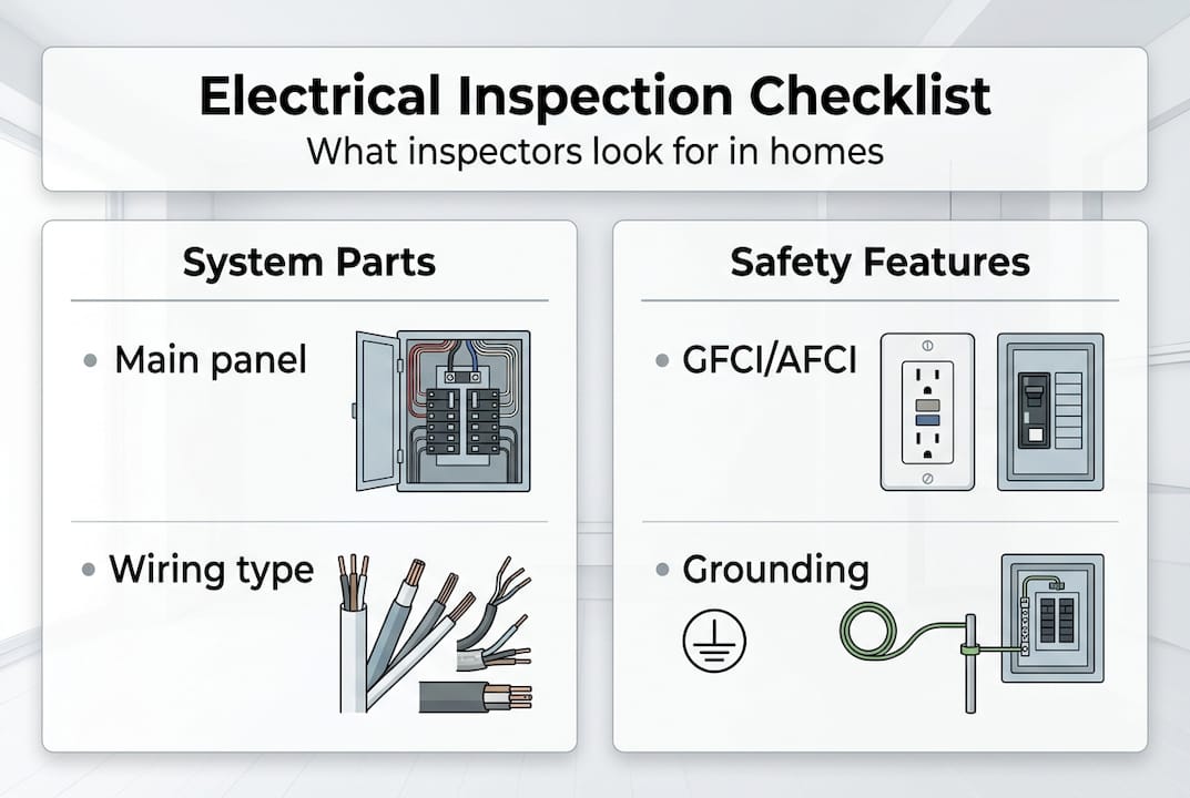 Infographic showing home electrical inspection checklist