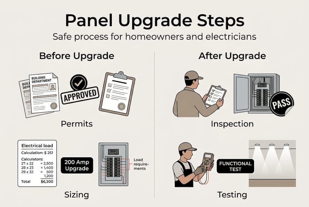 Infographic of safe electrical panel upgrade steps