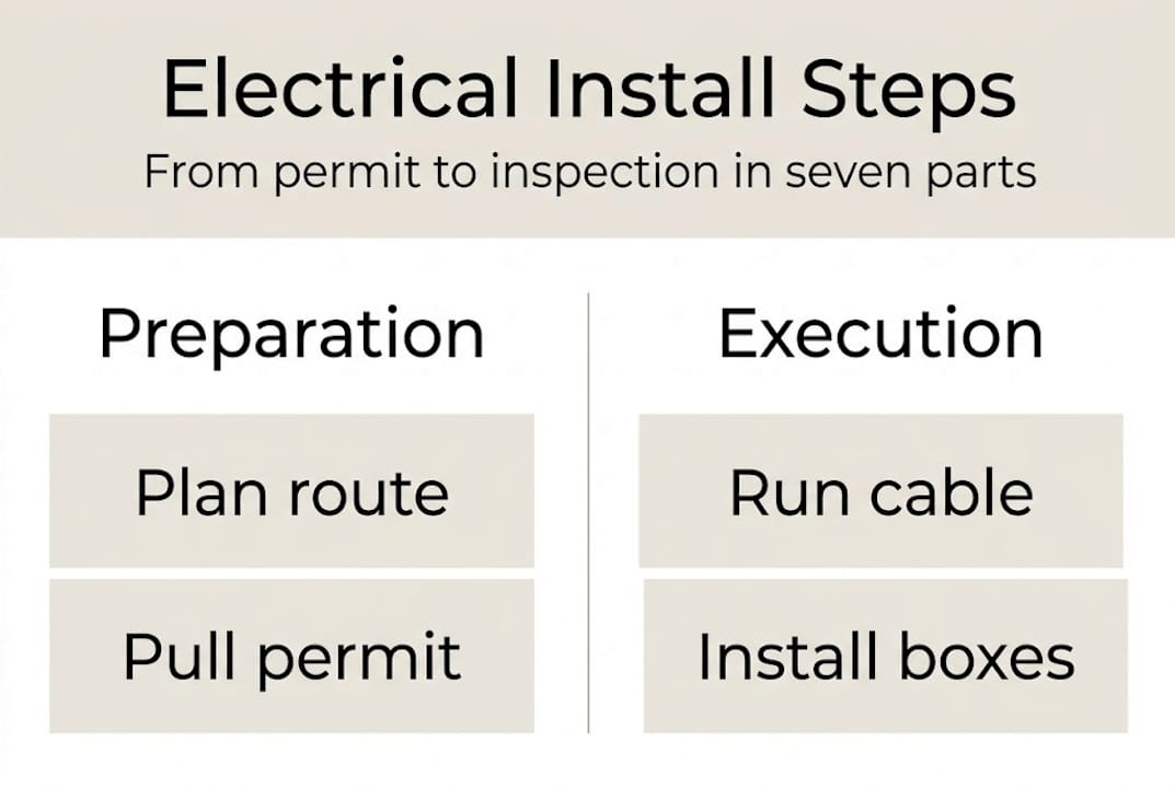Infographic showing electrical install step overview