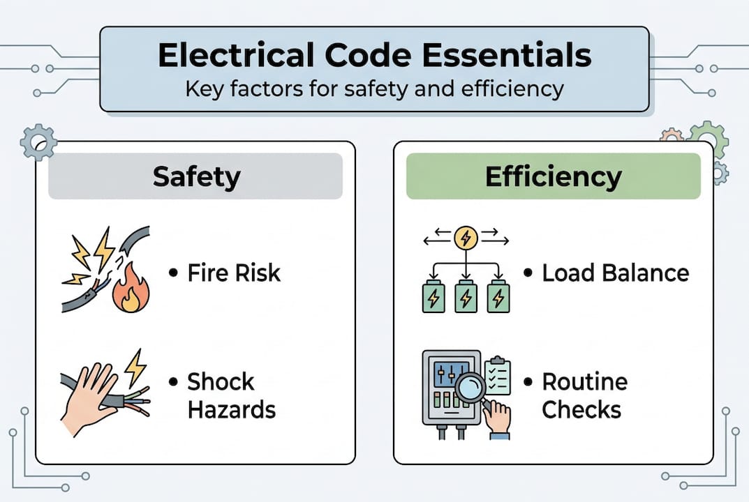 Infographic on electrical code safety and efficiency