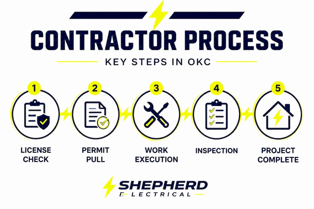 Infographic with steps for hiring an electrical contractor