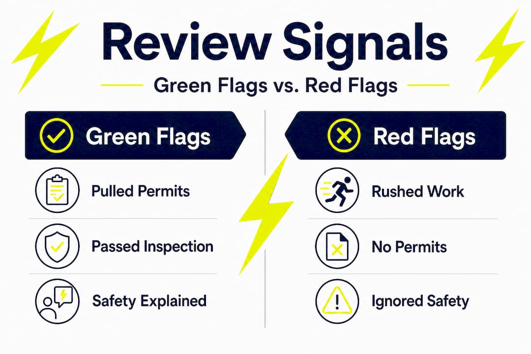 Split infographic comparing review safety signals