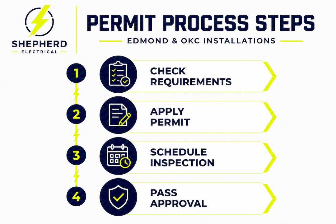 Infographic showing electrical permit steps