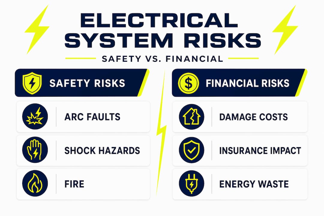 Infographic comparing safety and financial electrical risks
