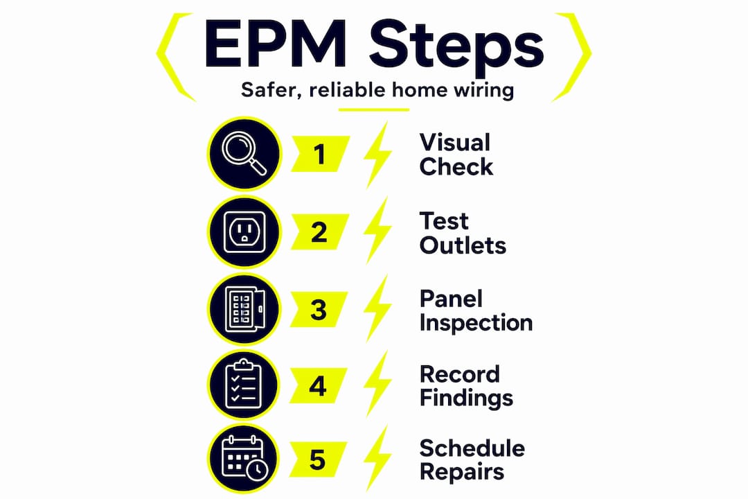 Infographic shows five steps for electrical preventive maintenance