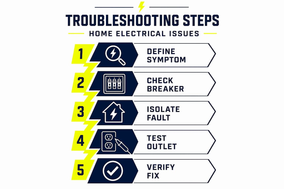 Infographic of troubleshooting steps vertical flow