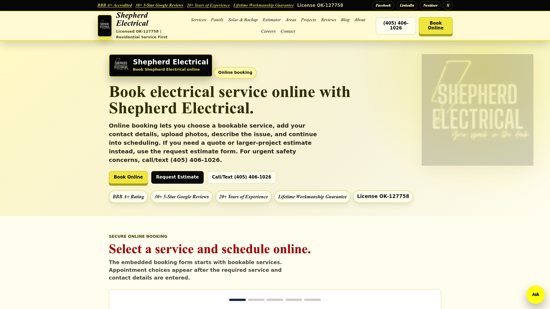 https://shepherdelectricalconstruction.com/online-booking/