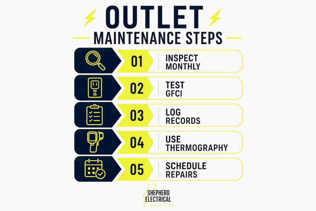 Infographic showing commercial outlet maintenance steps