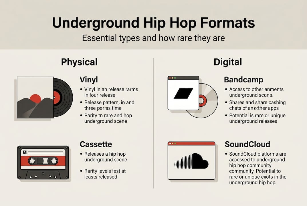 Infographic of underground hip hop formats