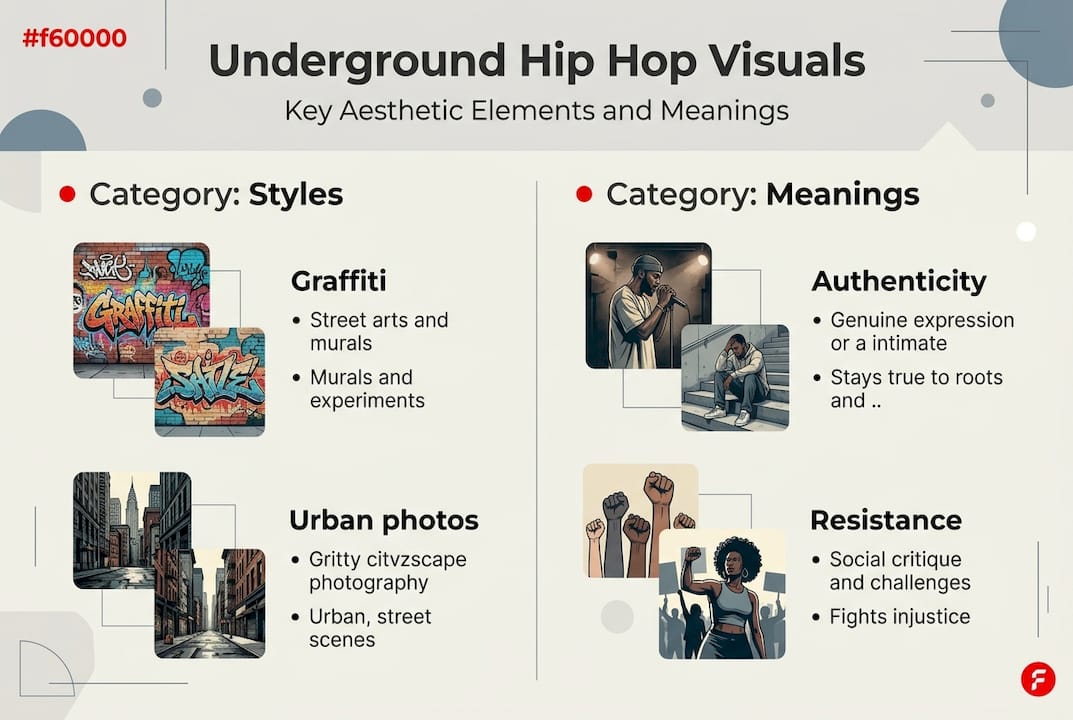Infographic showing hip hop visual styles and meanings