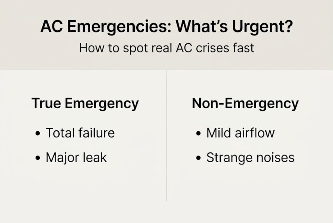 Infographic showing AC emergency repair criteria