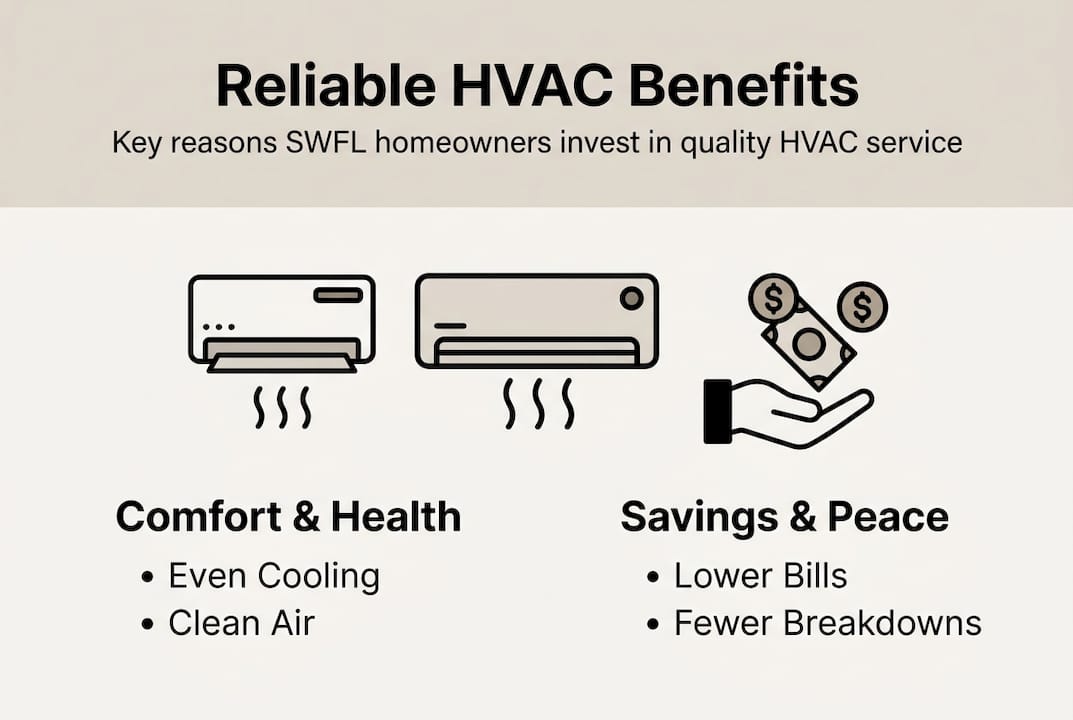Infographic showing benefits of reliable HVAC service