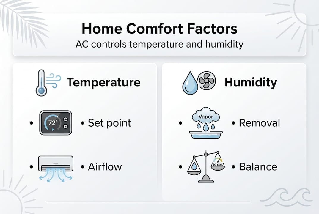 Infographic showing AC comfort factors for homes