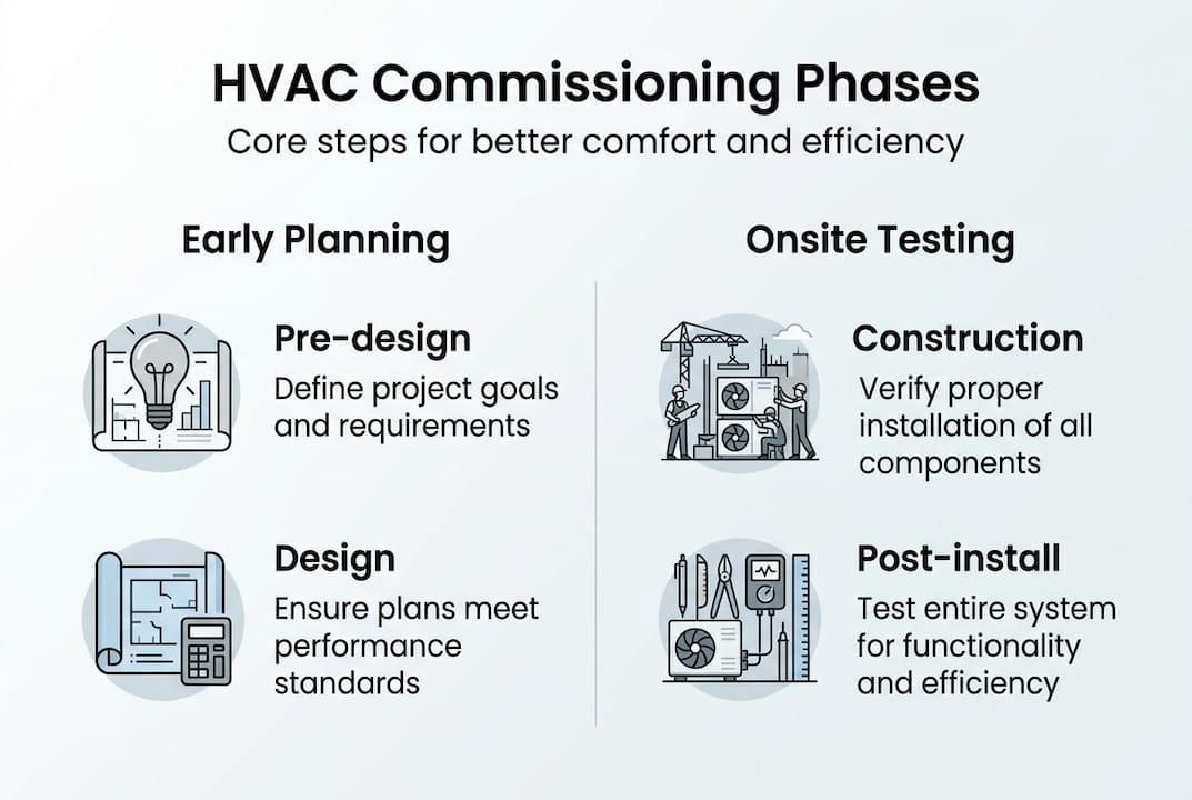 Infographic showing HVAC commissioning process