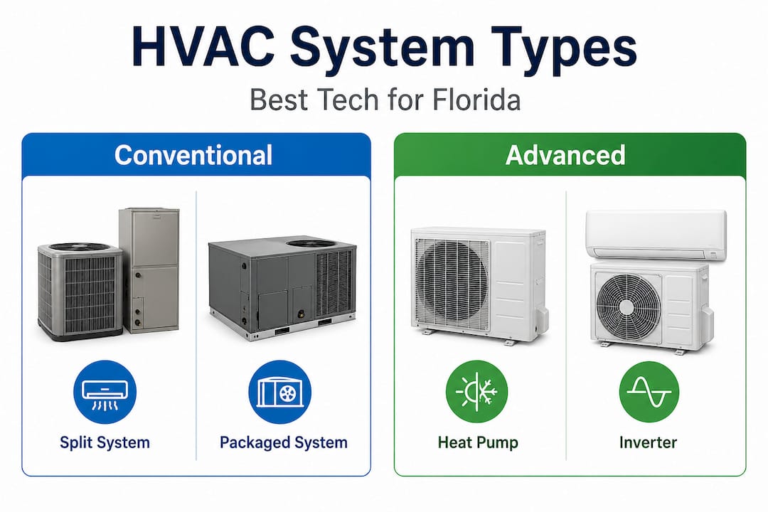 Infographic comparing HVAC system types for Florida
