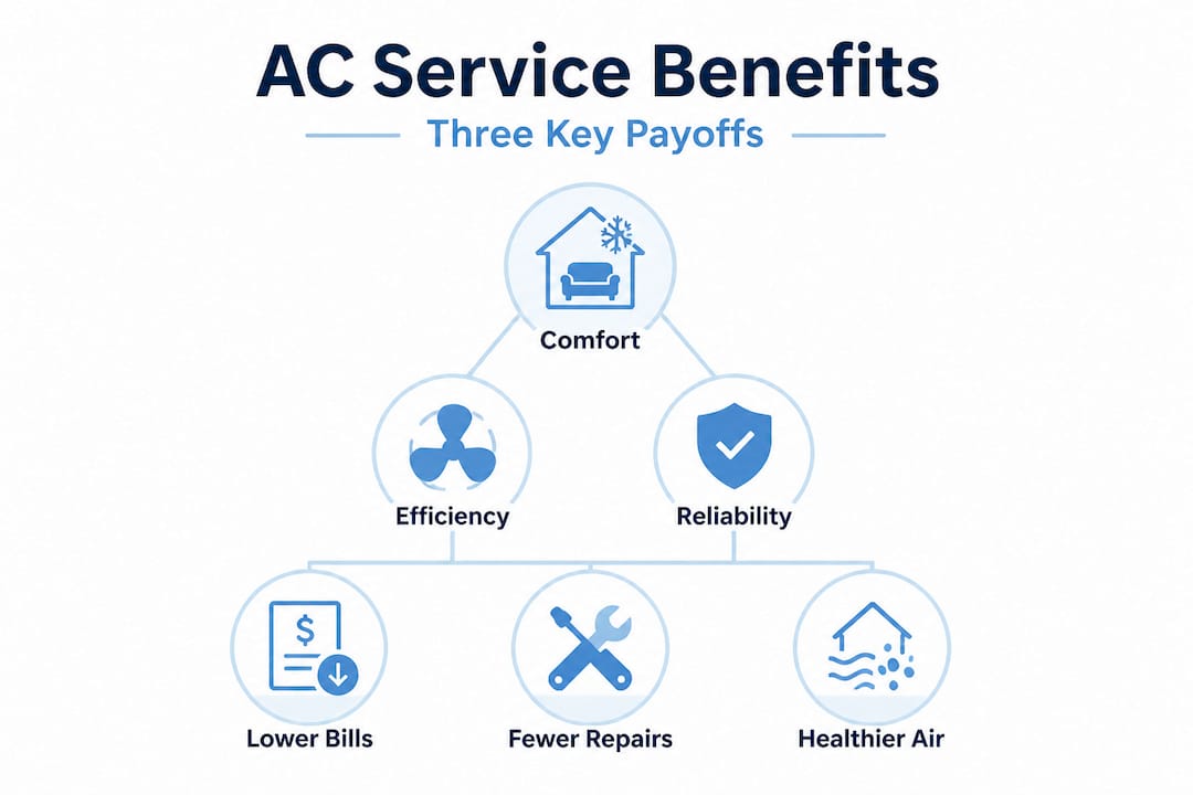 Infographic showing top AC service benefits hierarchy