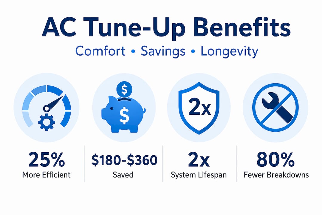 Infographic showing AC tune-up benefits statistics