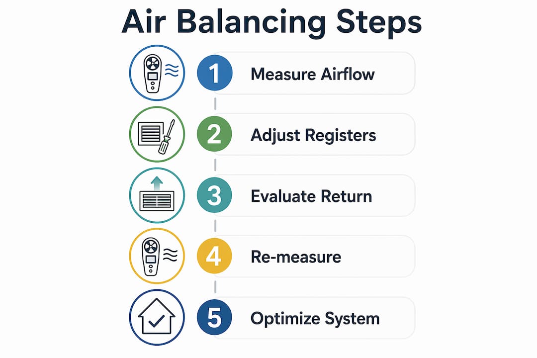 Infographic showing air balancing process steps