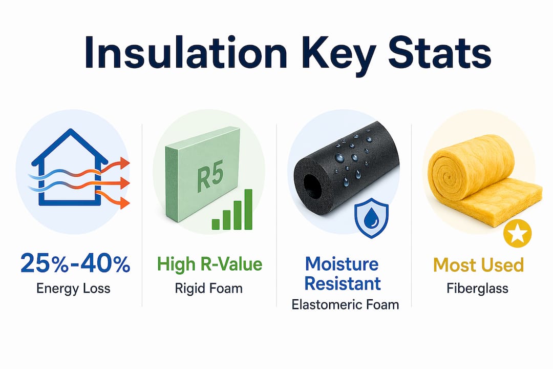 Infographic showing insulation material stats for HVAC