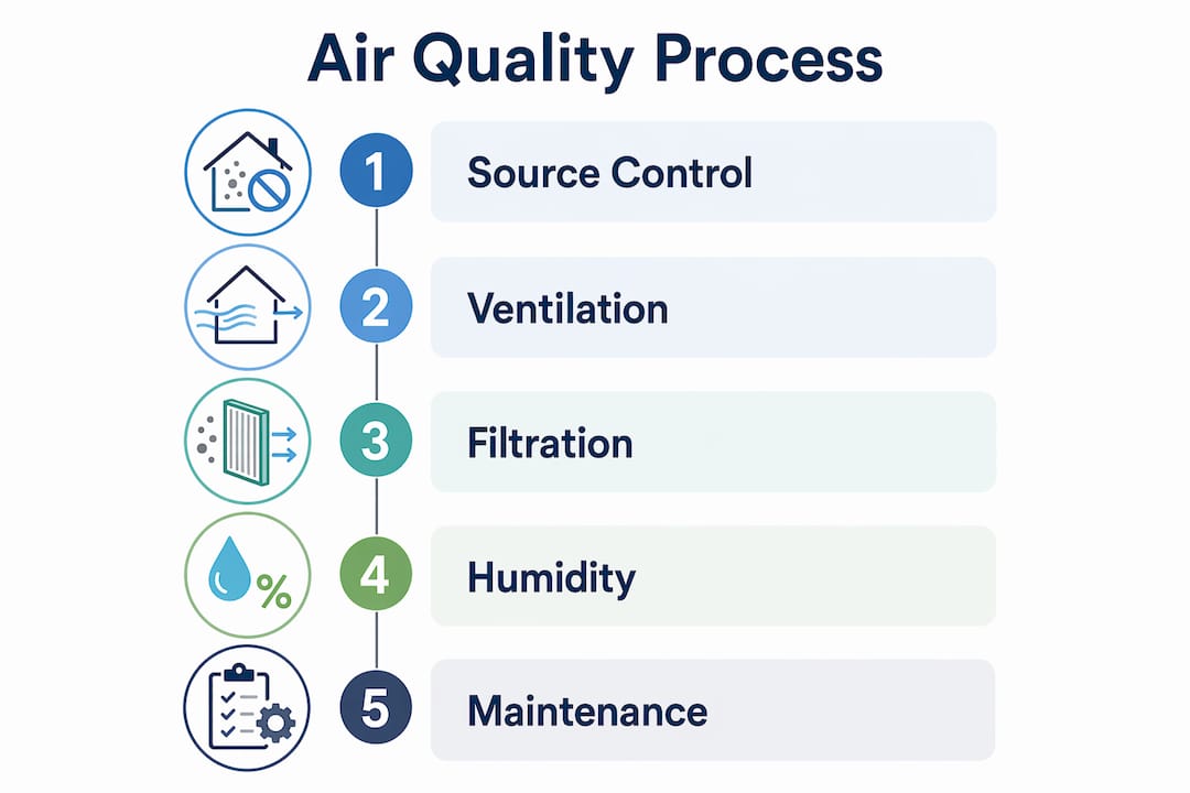 Infographic of home air quality improvement steps