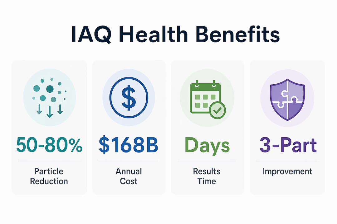 Infographic showing indoor air quality health benefits statistics