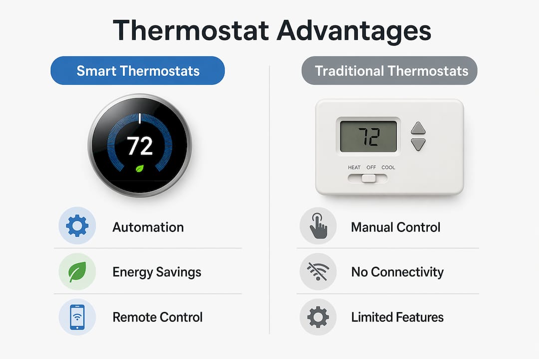 Infographic comparing smart vs traditional thermostats