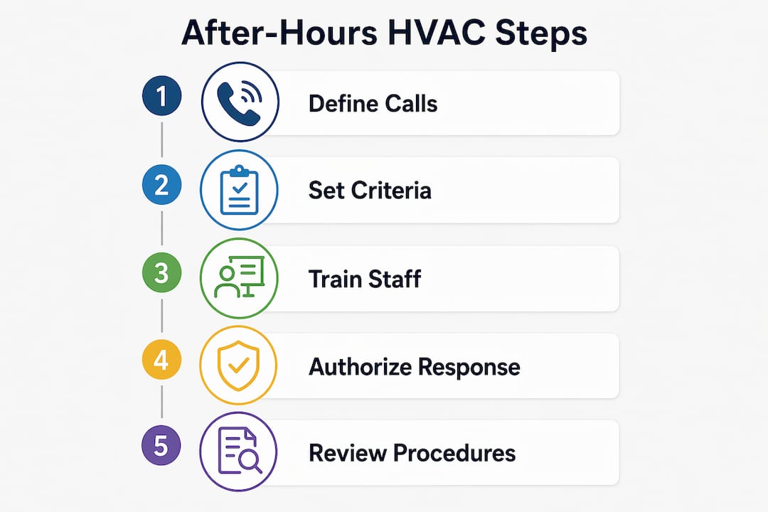 Infographic illustrating after-hours HVAC management steps