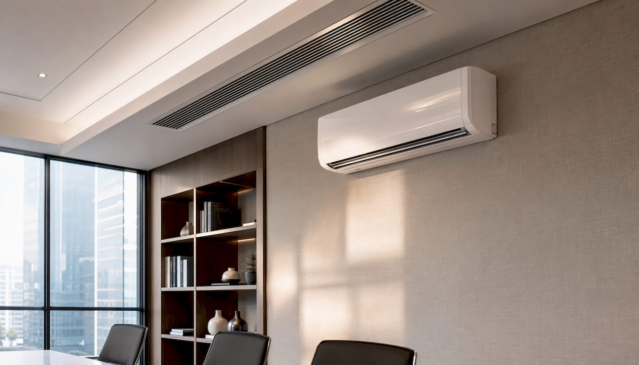 Ducted and ductless VRF indoor units side by side
