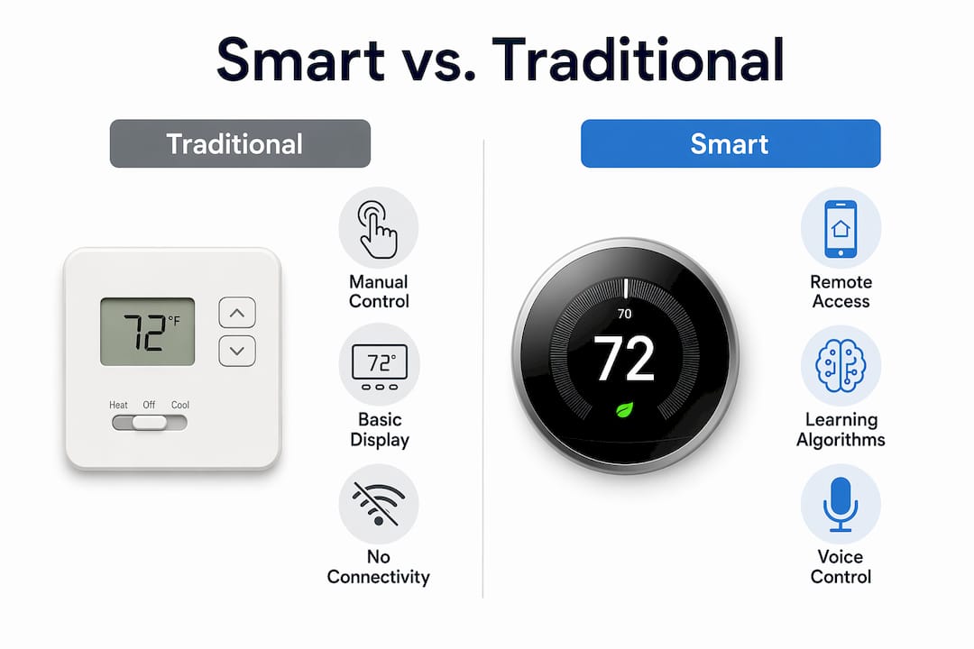 Infographic comparing smart and traditional thermostats