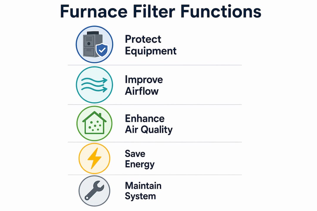 Infographic showing furnace filter five key functions