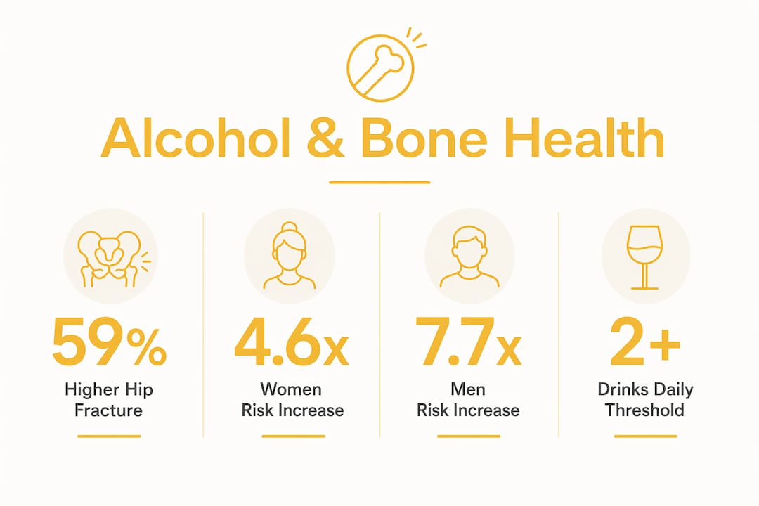 Infographic showing alcohol effects on fracture risks