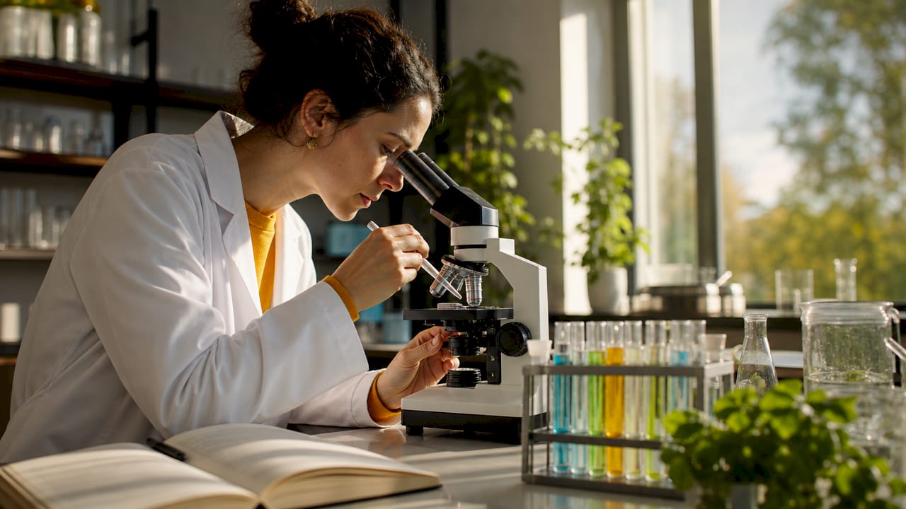 Scientist working with bone cell samples