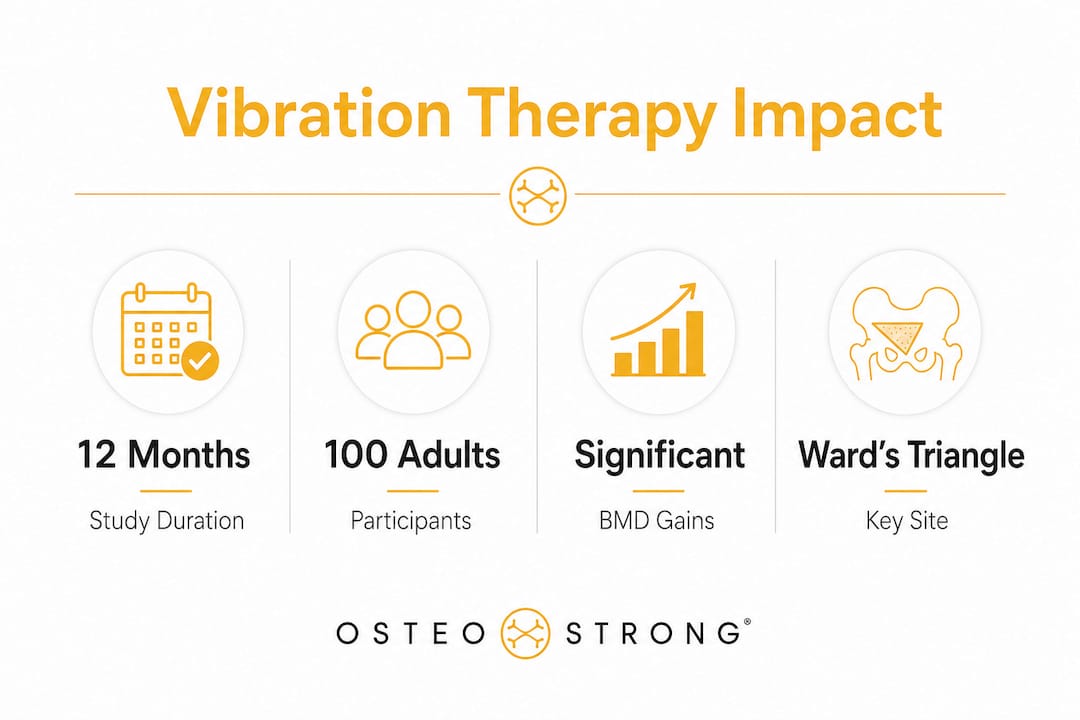 Infographic showing vibration therapy evidence key stats