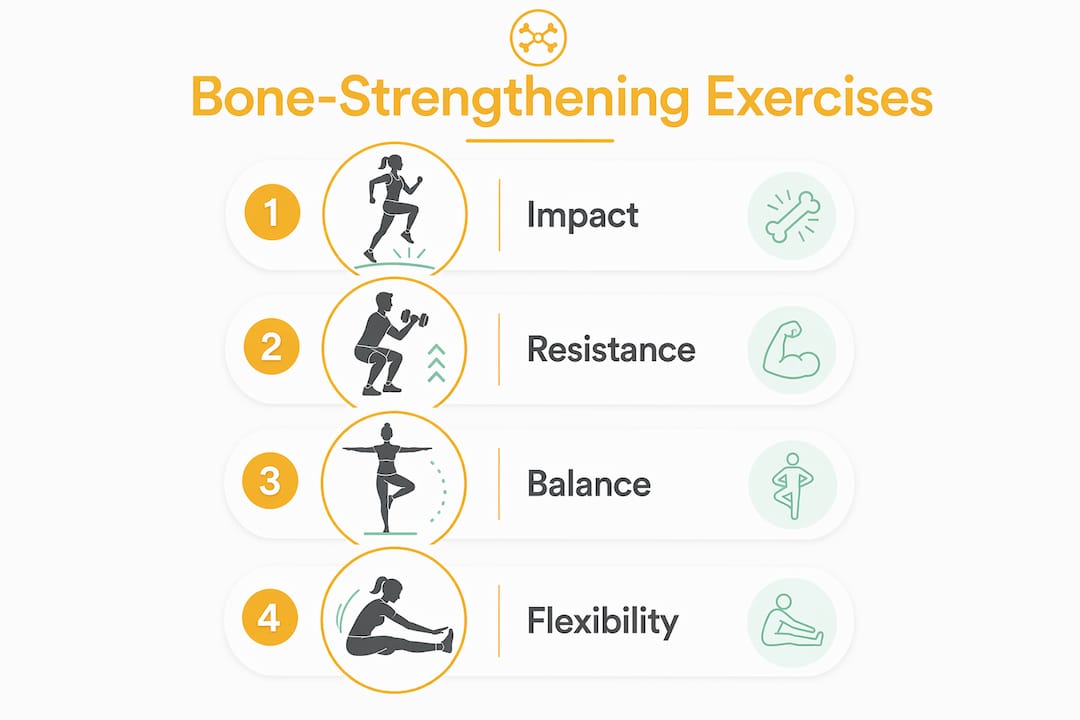 Infographic showing types of bone-strengthening exercises