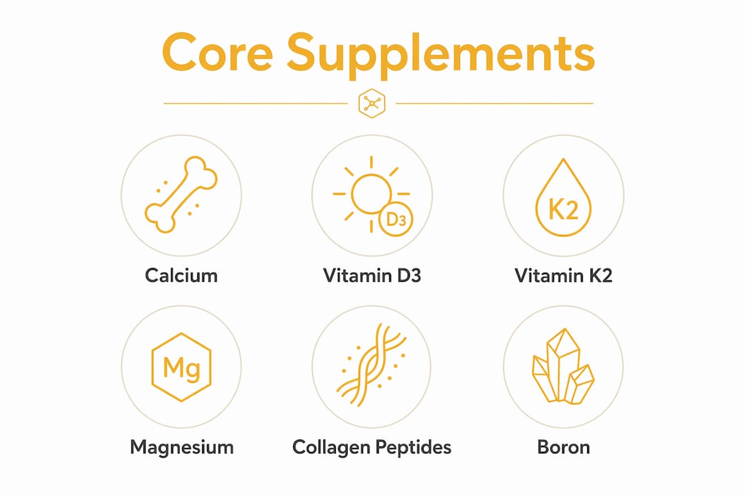 Infographic illustrating core bone density supplements hierarchy