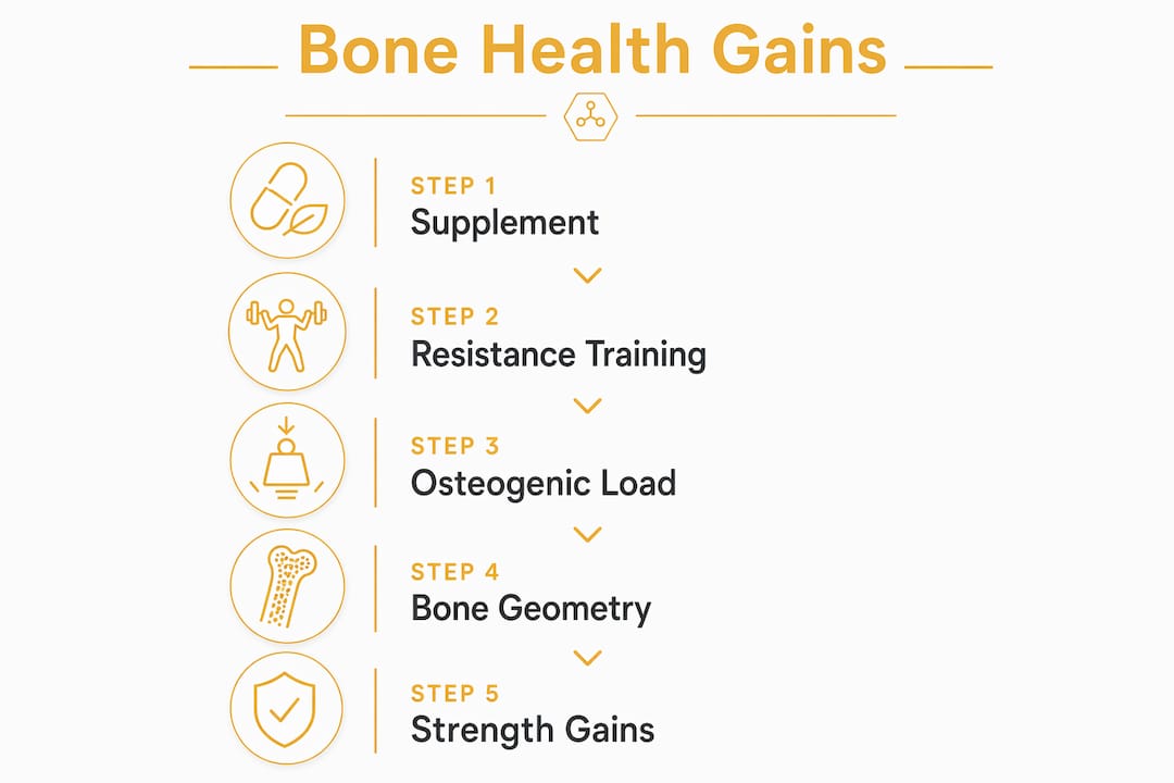 Infographic illustrating steps to improve bone health
