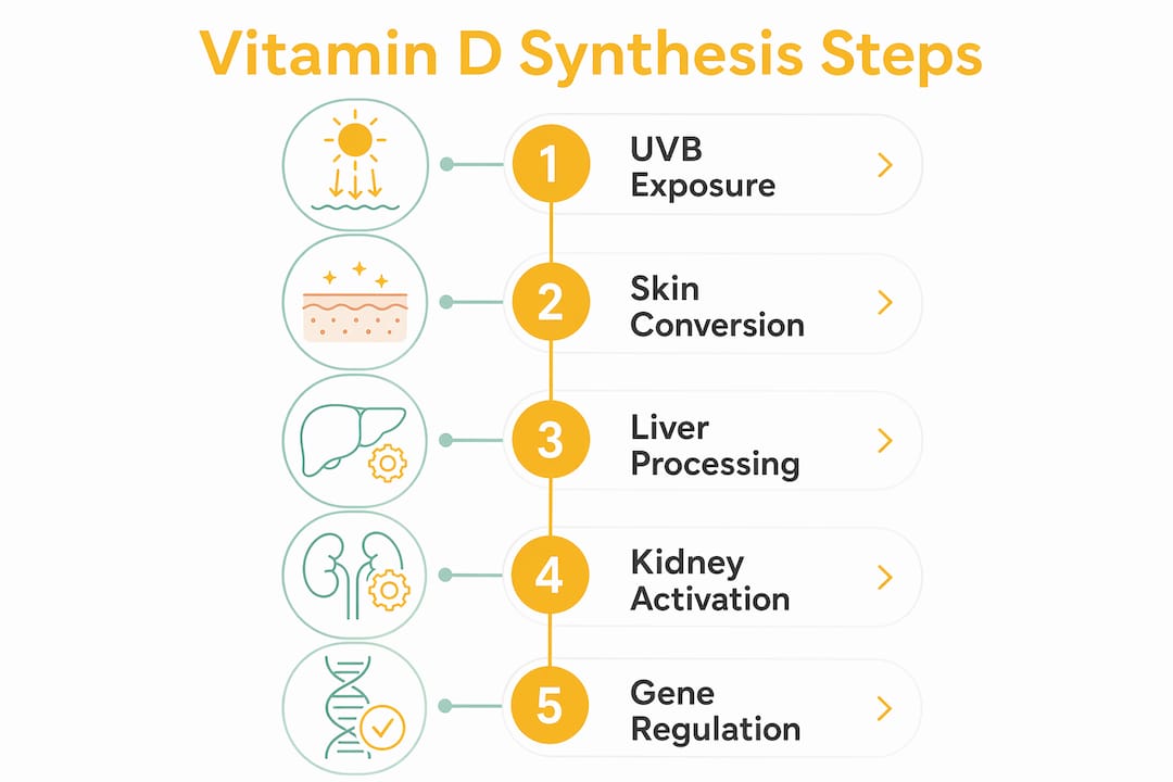 Infographic showing vitamin D synthesis process