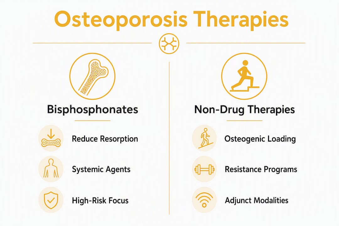 Infographic comparing osteoporosis therapies