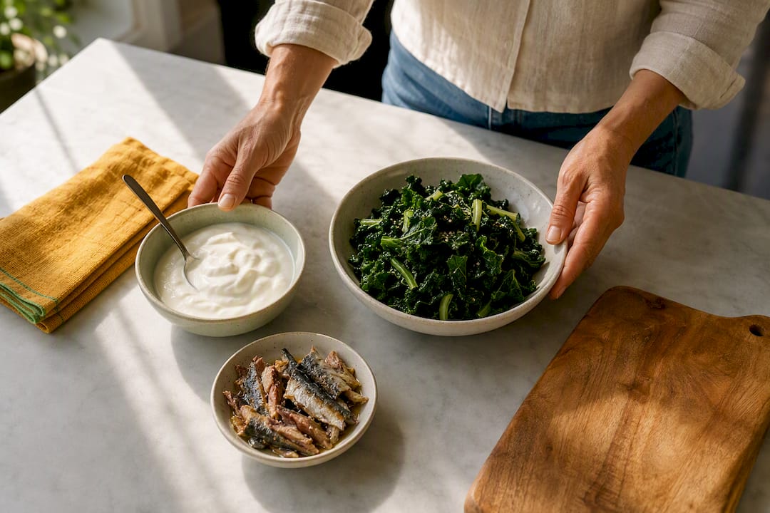 Calcium rich foods arranged for meal