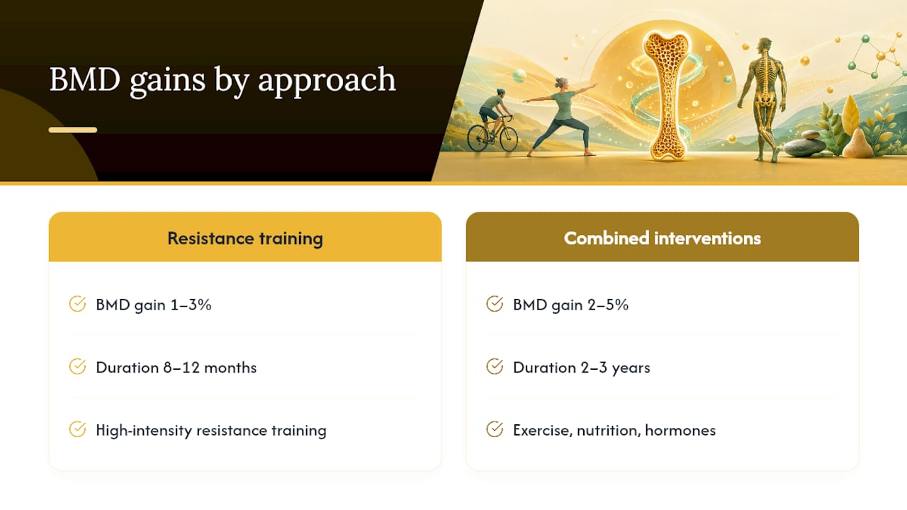 Bone density gains across training timelines