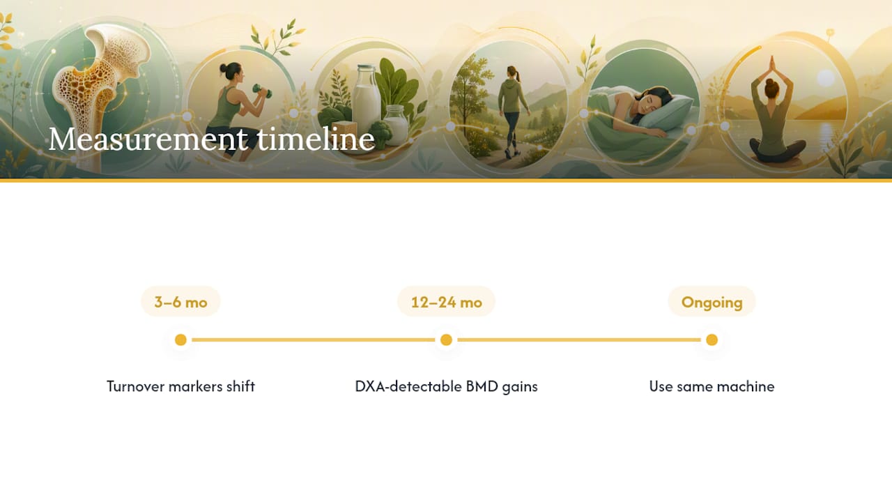Timeline of bone progress measurements