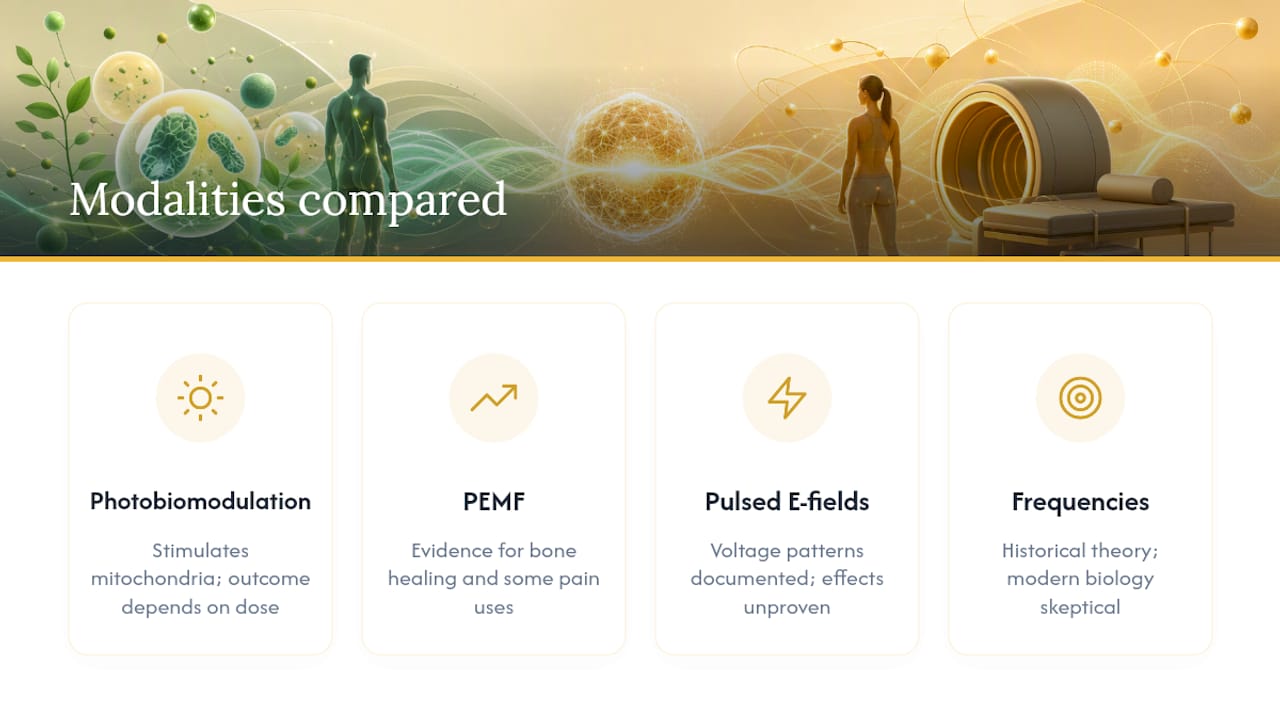 Comparison of four energy modalities and evidence